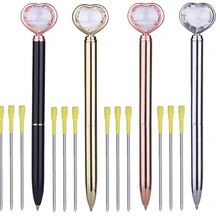 В форме сердца Алмазная ручка флеш-накопитель со стразами, шариковая ручка, офисные принадлежности, свадебный подарок черный в, разные цвета+ дополнительные 12 шт