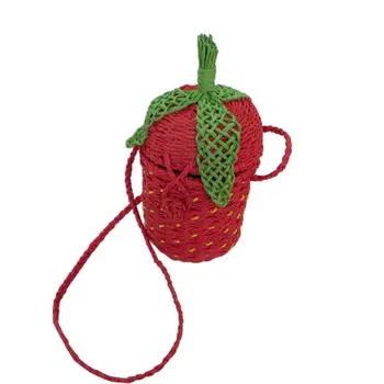 

Women's Strawberry Fruit Weave Shoulder Bag Messenger Summer Beach Tote Casual Purse Crossbody handbag