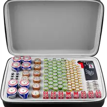 Batterie Lagerung Box mit Batterie Tester (BT168) EVA Fall Halter passt für 140 Batterien AA AAA AAAA 9V C D Lithium-3V