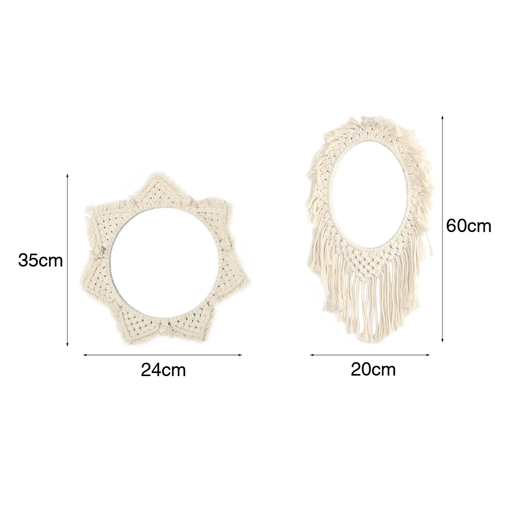 Домашний декор для детской комнаты, художественное подвесное украшение для спальни, бахрома с макраме, ручная работа, винтажное Входное настенное зеркало для спальни, гостиной