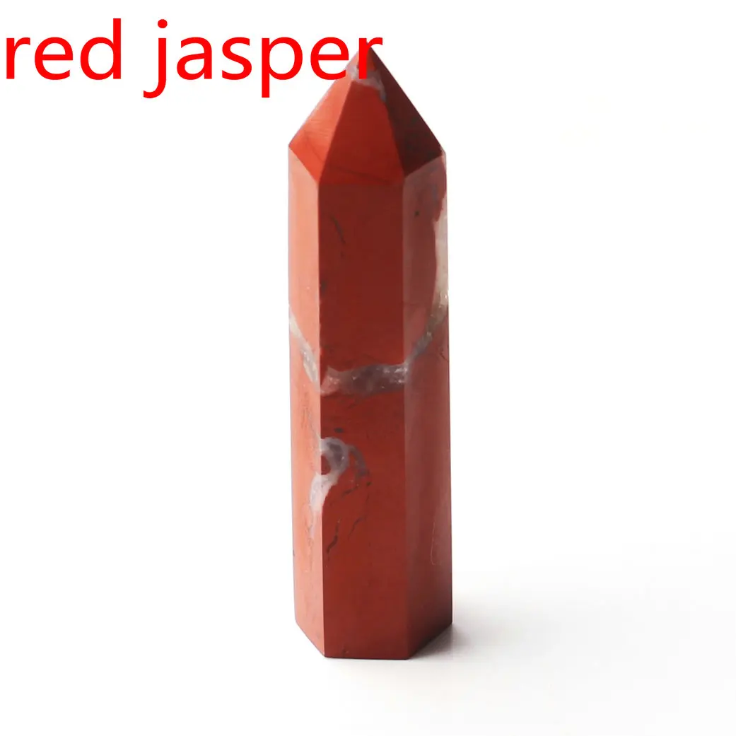 red jasper Кристалл обелиск точка палочка ювелирные изделия Красочные Флюорит розовый кварц исцеление чакры в рейки декоративная статуэтка Фигурное ожерелье подарок - Цвет: red jasper