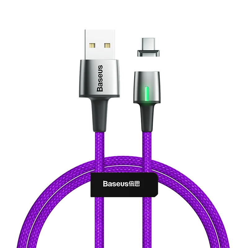Baseus Магнитный кабель Micro USB type-C для samsung s9 iPhone Xr, магнитный usb-кабель для зарядки, адаптер для мобильного телефона, usb-кабель - Цвет: Purple Type C