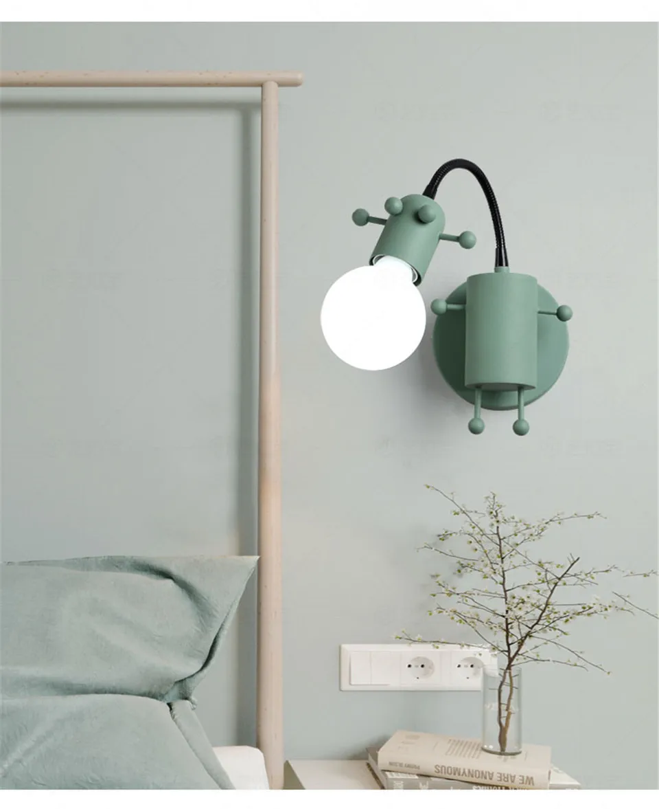 Скандинавский светодиодный настенный светильник из железного акрила, настенный светильник s для домашнего чтения, настенный светильник для спальни, прикроватный настенный светильник для детской комнаты для мальчиков и девочек