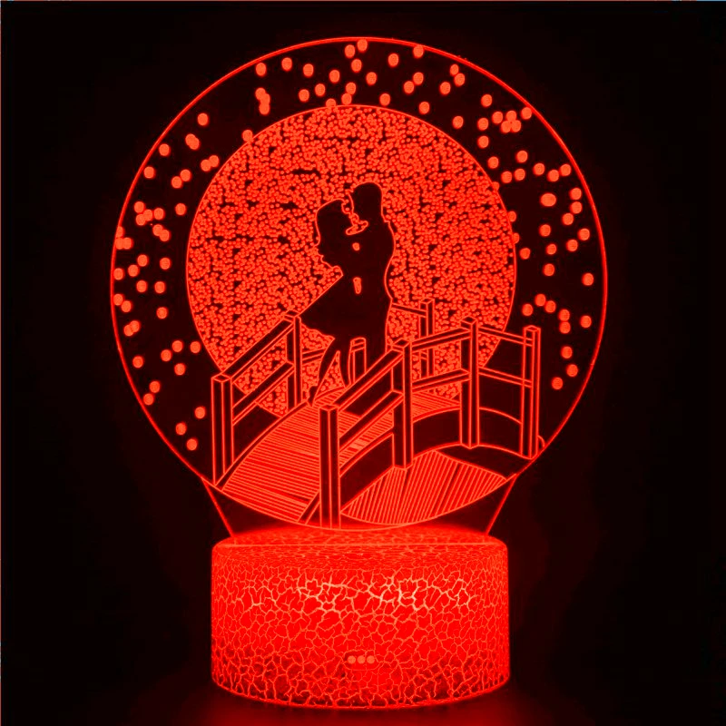 Настольная лампа с 3D иллюзией Love Rose Prince ночсветильник со светодиодный подсветкой