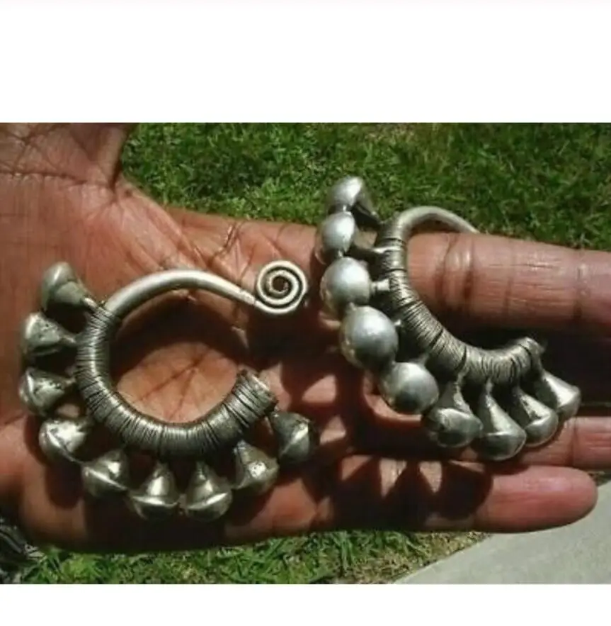 Free shipping Charming Tibet Tribal Jewelry Miao Silver Big Hollow Earrings pair | Украшения и аксессуары