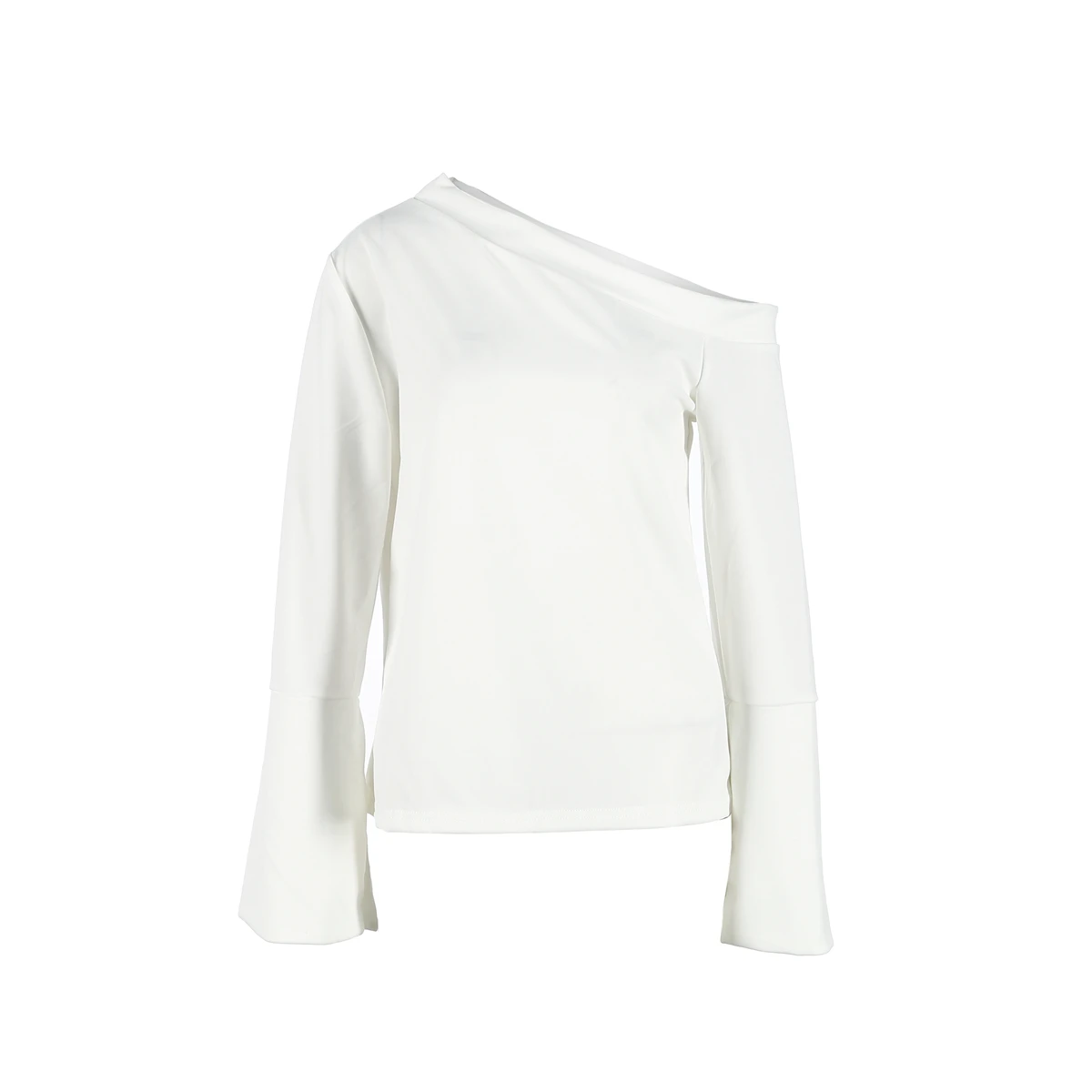 Fashion Elegant T-Shirt Spring Autumn Sexy Long Sleeve Skew Collar White Sweater Casual Hooded Knitted Tops