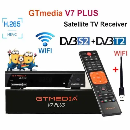 GTMEDIA V7 плюс DVB S2 цифровое спутниковое телевидение приемник тюнер 1080p AVC/H.265 Поддержка PowerVu DRE и Bisskey Испания Бразилия CCCAM DVB T2