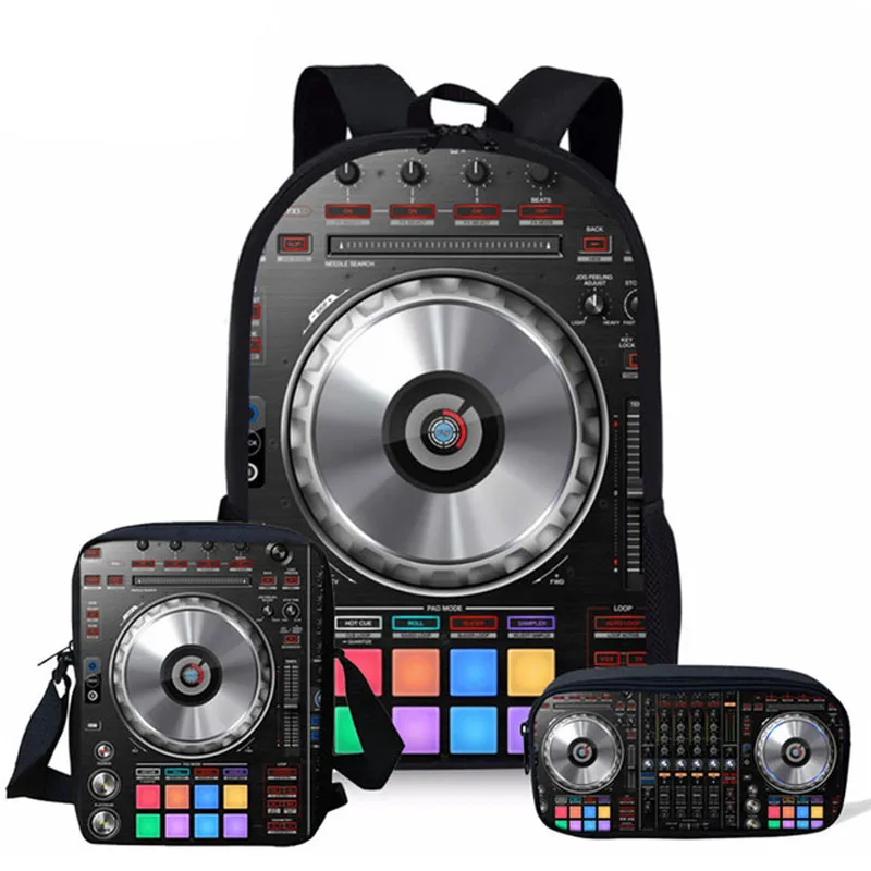 Панк DJ музыка 3D принт 3 шт./компл. школьные рюкзаки подростковые Мальчики Девочки