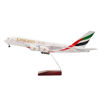 

JASON TUTU 45cm Emirates Airbus a380 Plane Model Airplane Model Aircraft with Light & Wheel Diecast Plastic Resin 1:160 Scale