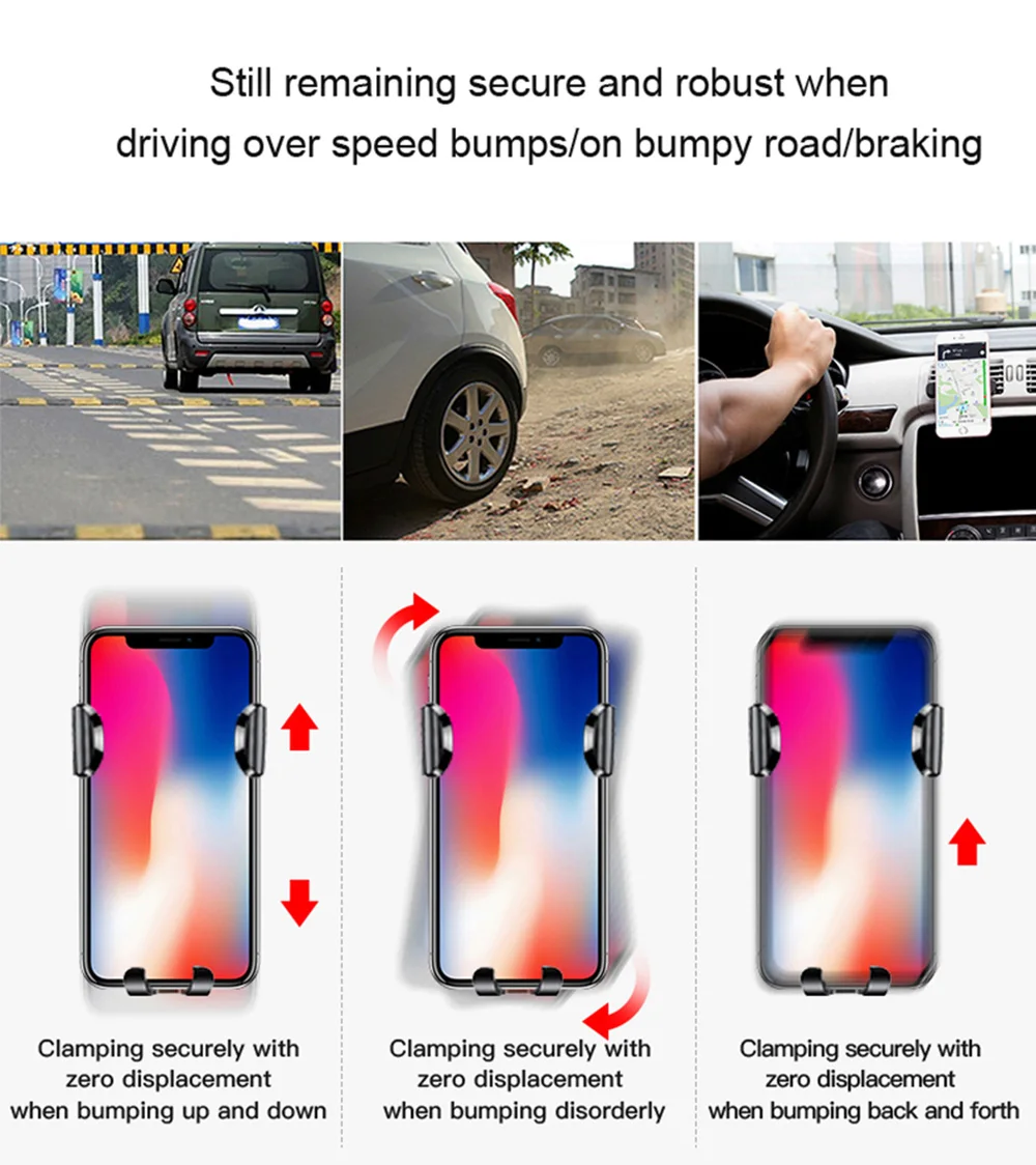 FDGAO 10W Qi Car Wireless Charger For iPhone 11 Pro XS MAX XR X 8 Samsung S9 S10 Fast Charging Air Vent Car Phone Holder Mount