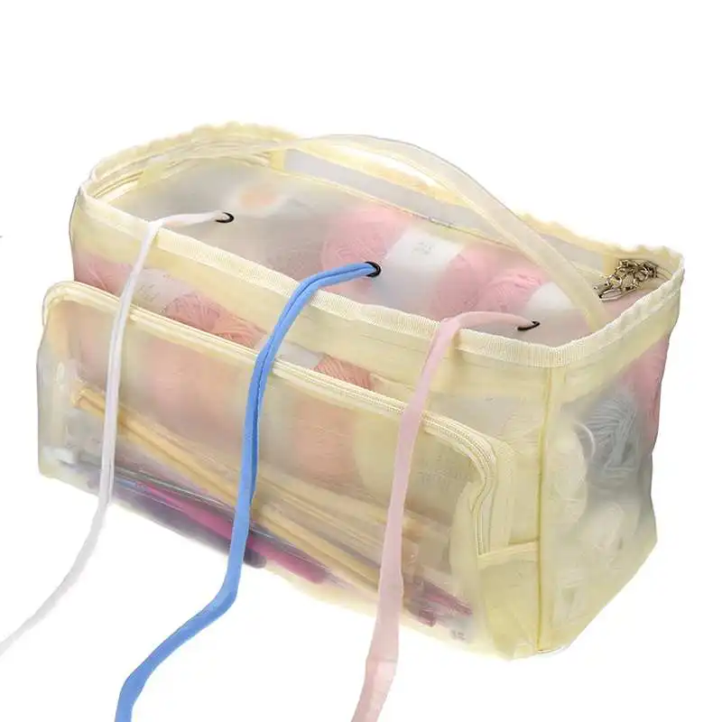 

Knitting Bag Organizer Yarn Storage Mesh Bag Tote Storage Case For Crocheting Hook Knitting Needles Sewing Accessories