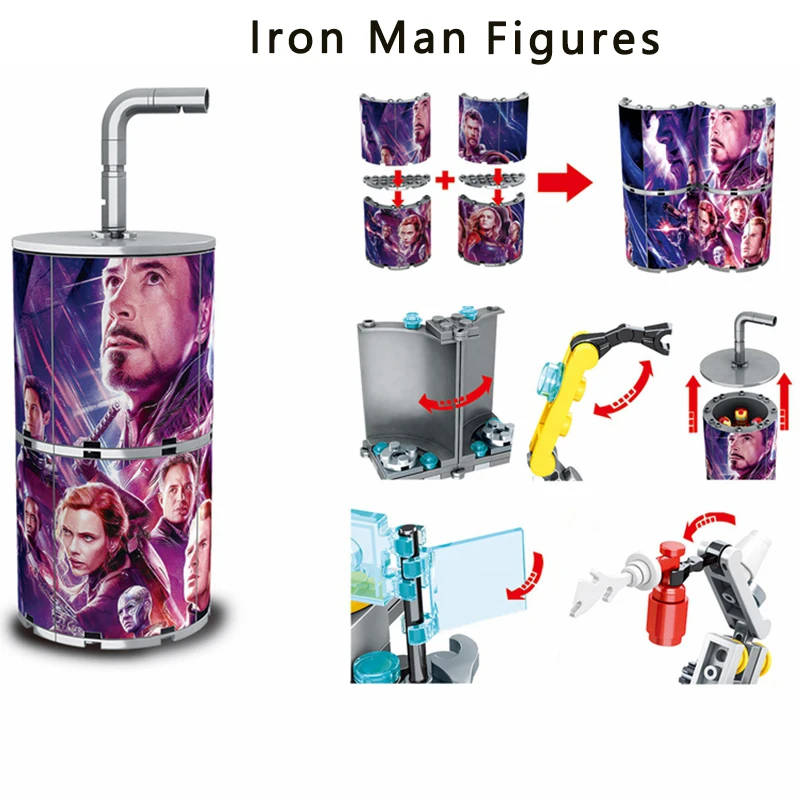 Legoing Marvel Figures Irom man Laboratory Deformation Building Blocks Cans For Legoed Endgame The Avengers Superhero Kid's Toys