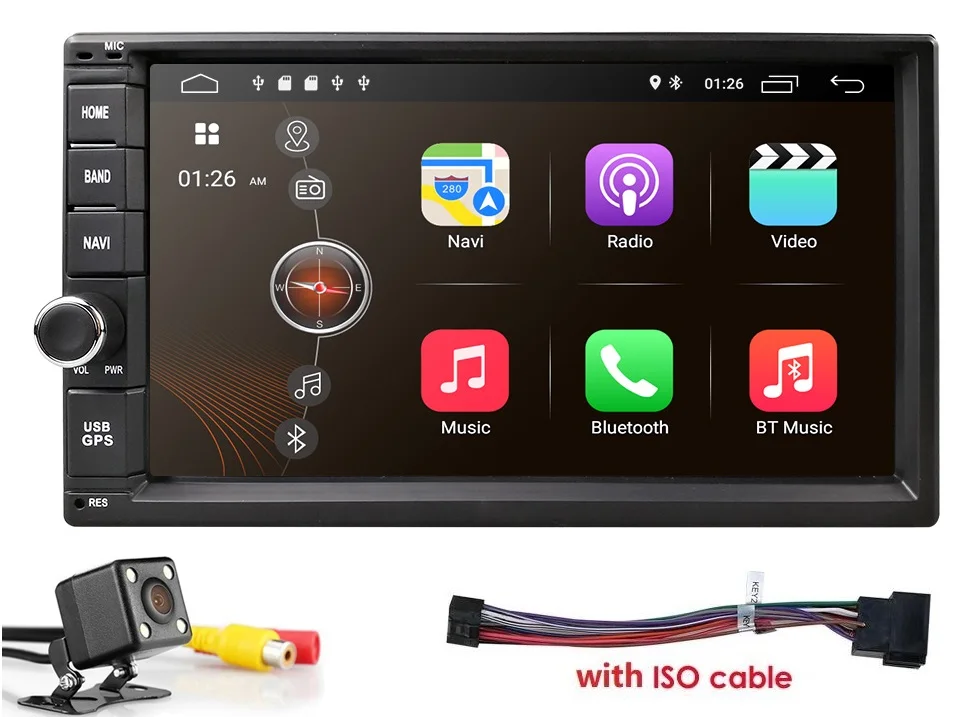 Высокая версия ОЗУ 2 ГБ+ ПЗУ 16 ГБ Android 9,0 7 дюймов 2Din универсальный автомобильный Радио GPS мультимедийный блок плеер для VW Nissan Kia - Цвет: ADD CAM4