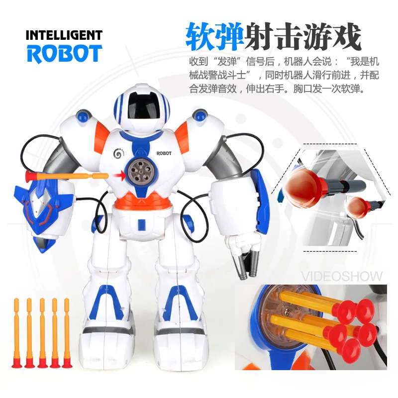 

MZ Intelligent Robot 2839 Space Cops Wireless Remote Control Programmable Shooting Dancing Singing Voice Toy