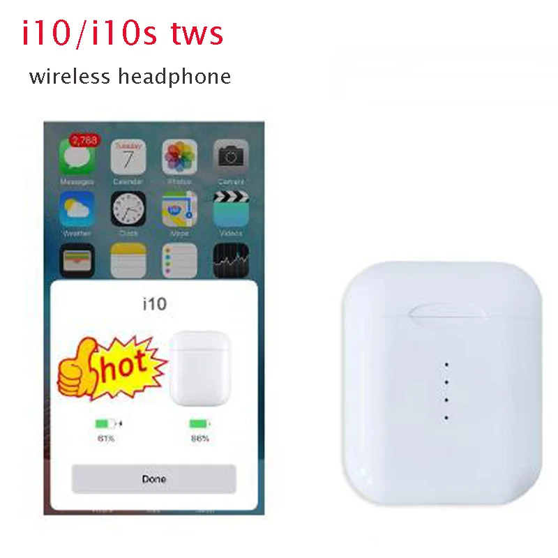

i10 TWS Double Mini Wireless Bluetooth touch Earphone Earbuds i10s i12 With Charging Box Mic for Samsung Android Xiaomi i7s
