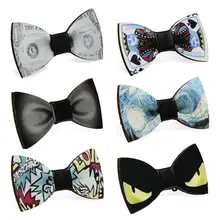 Креативный деревянный галстук-бабочка с буквенным принтом в виде доллара покера для мужчин и мальчиков, для свадебной вечеринки, регулируемый костюм с бабочкой и бантом