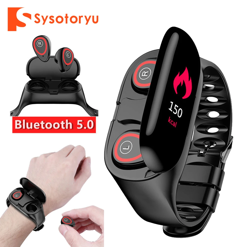 Смарт часы SYSOTORYU M1 монитор сердечного ритма Bluetooth наушники фитнес трекер кровяное