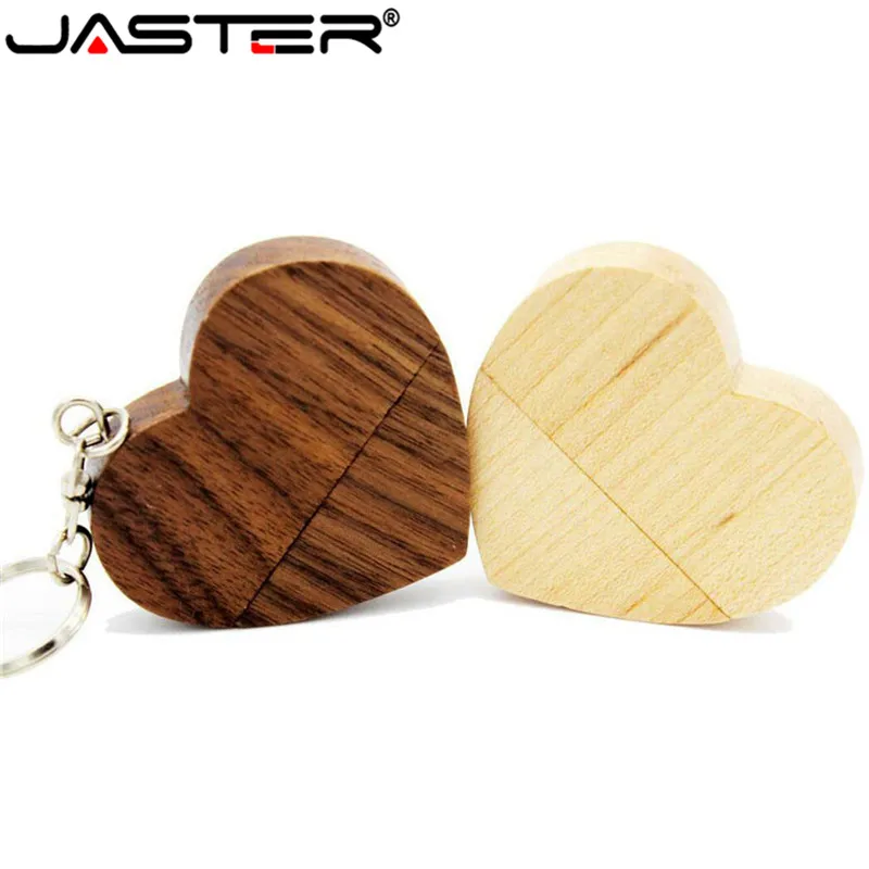 JASTER USB 2 0 (бесплатный логотип на заказ) деревянный Любовь Сердце флэш накопитель