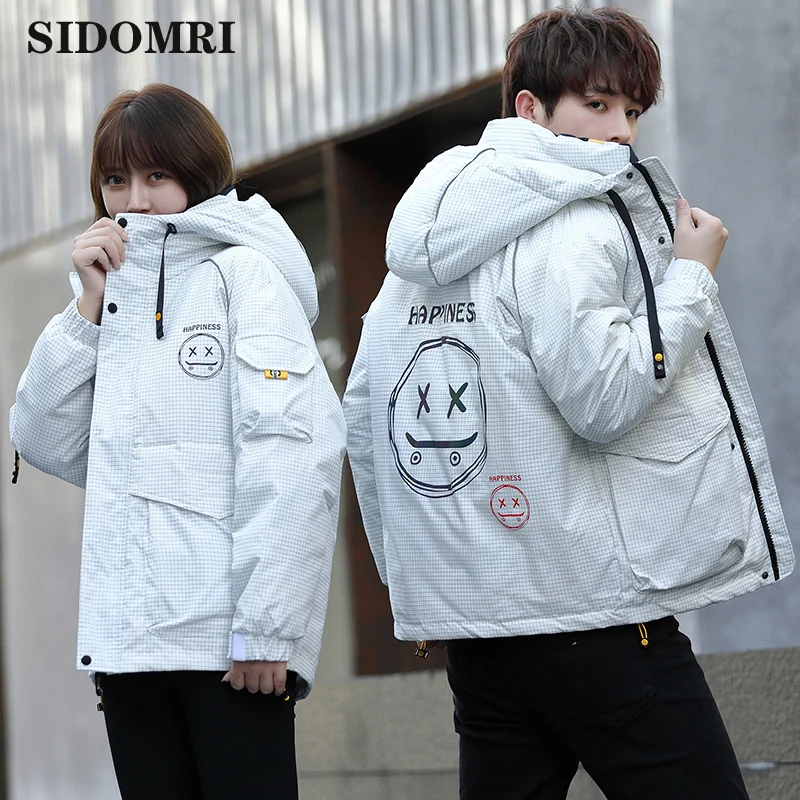 

New Arrivals Fashion Winter Jacket Women Hooded Windbreaker Plaid Puffer Jacket White Duck Down Parkas Thick Warm Loose Outwear