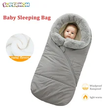 Зимний детский спальный мешок, конверт для детской коляски, уплотненный теплый спальный мешок для новорожденной коляски, ветронепроницаемое одеяло из хлопка