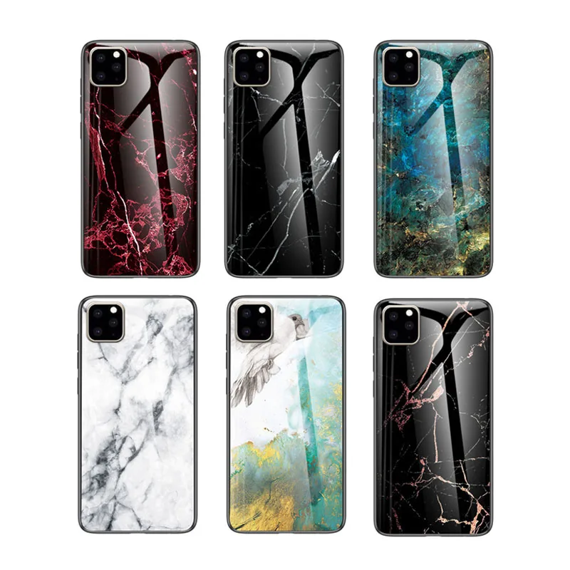 Жесткий мраморный чехол для телефона из закаленного стекла iPhone XR XS MAX X 10 6 6S 7 8 Plus 11