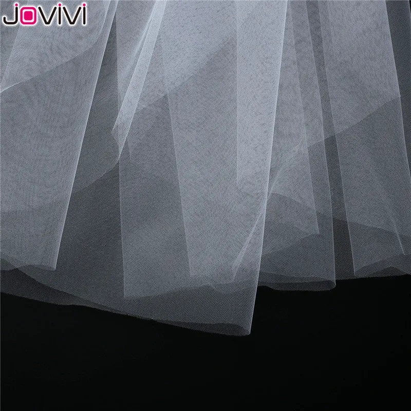 Jovivi новые 1 шт. короткие тюлевые Свадебные вуали один слой кружева аппликация Край свадебная вуаль с металлическим гребень из проволоки для Свадебные аксессуары