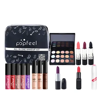 

15pcs/set Concealer For Daily With Cosmetic Bag Lip Gloss Lipstick Gift Portable Home Salon Travel Professional Party Makeup Set