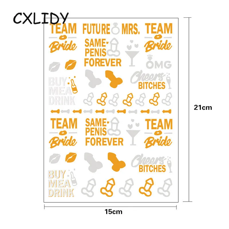 Team Bride Bridal Bachelor Party Wedding Hot Stamping Water Transfer Tattoo Stickers aa044 (2)