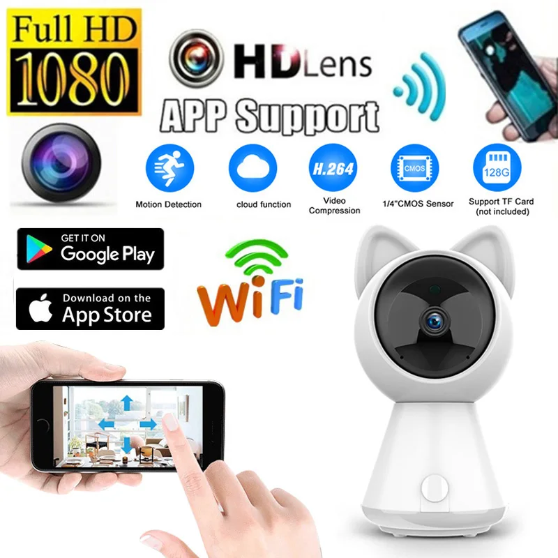 

Cat Shape Intelligent 360Â° Full View HD 1080P WiFi IP Camera Baby Monitor 2MP CCTV Security Surveillance IR Night Vision Camera