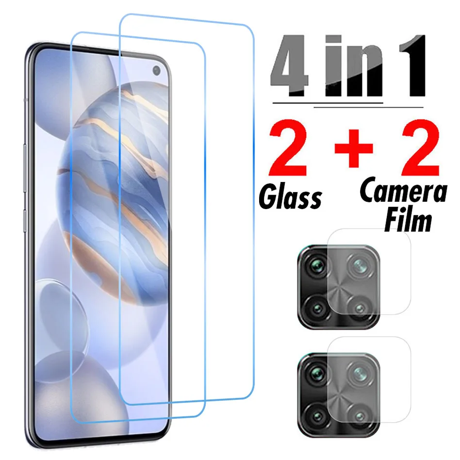 Protector de pantalla de cristal para móvil, cubierta completa 4 en 1 para Xiaomi Redmi Note 9, 8, 7 Pro, 9S, 9T, 8T, Redmi 9, 9T, 9A, 9C, 8, 8A, 7, 7A