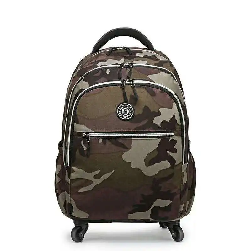 Women Flower Travel Trolley Bags Travel Luggage Trolley Backpacks Bags with Wheels Oxford Rolling Wheeled Luggage Backpack Bags - Цвет: Camouflage