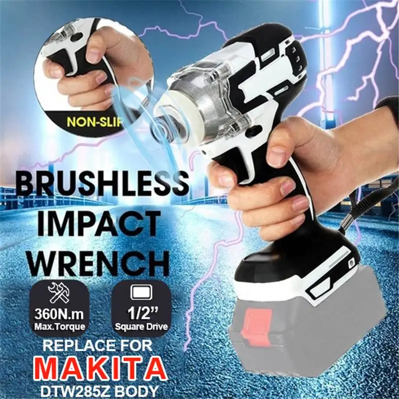 

Powerful Electric Cordless Brushless Impact Wrench 360NM Torque Wrench Driver Impact Wrench Tools LED Job Light Drill Tool