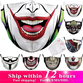 

2pcs Adults Men Women Creative Highstreet Wear Fashion Face Mask Skull Ghost Face 5-layer Meltblown Non-woven Filter Mascarilla