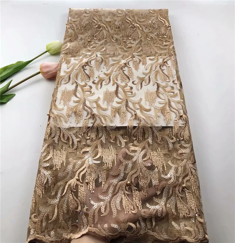 Последняя африканская чистая кружевная ткань высокого качества 3d блестки нигерийская Свадебная лента ткани 5 ярдов блестки французский Тюль Кружева Новинка