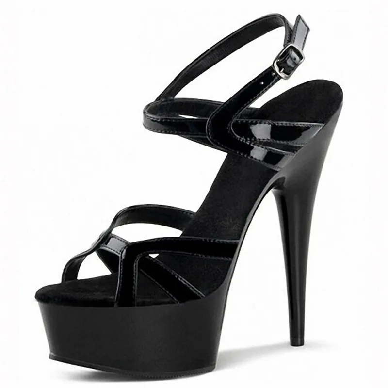 Sexy stage party heels, 15cm heels, lacquered baking sandals, pole dancing.  Dancing shoes