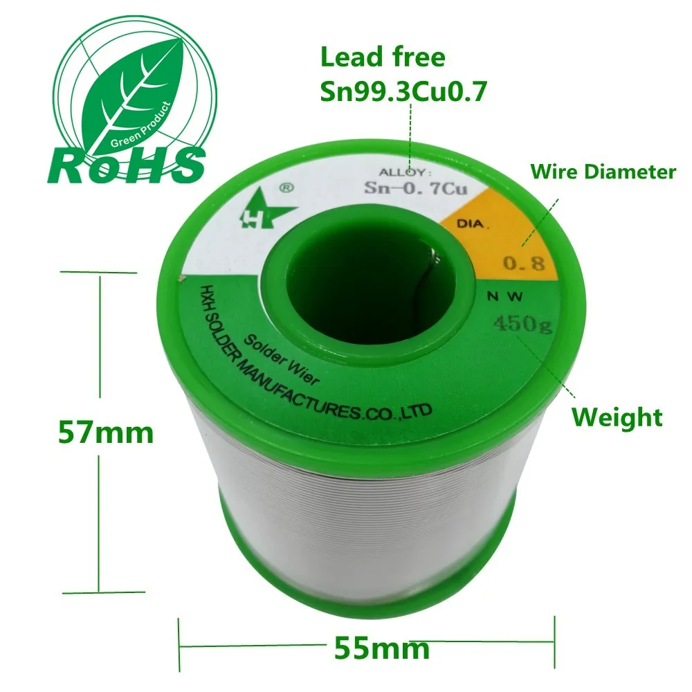 450 г Sn99.3Cu0.7 бессвинцовый канифоль core припой провода экологически чистый rohs Сертификация
