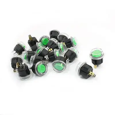 

20 Pcs AC 6A 250V 10A 125V 3 Pin on/off SPST Rocker Switches w Green Pilot Lamp