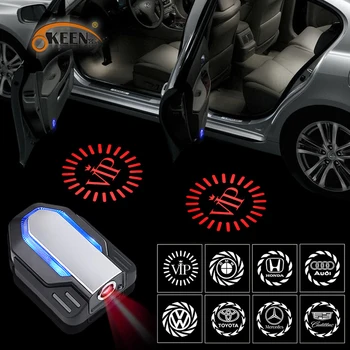 

OKEEN 2x Universal Car Wireless 3D Dynamic LED Welcome Lights VIP Logo Projector Light For Toyota Honda Mercedes-Benz White Blue
