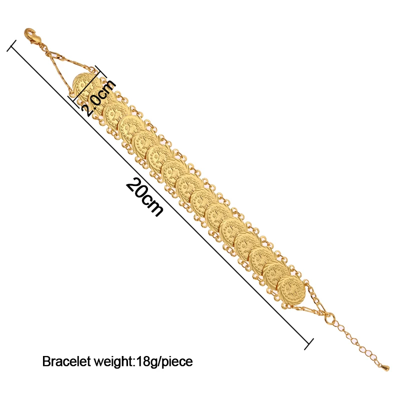 Древние браслеты с подвесками в форме монет и браслеты для арабов, Ближнего Востока, для женщин, золотой цвет, индейка, ювелирное изделие, подарок