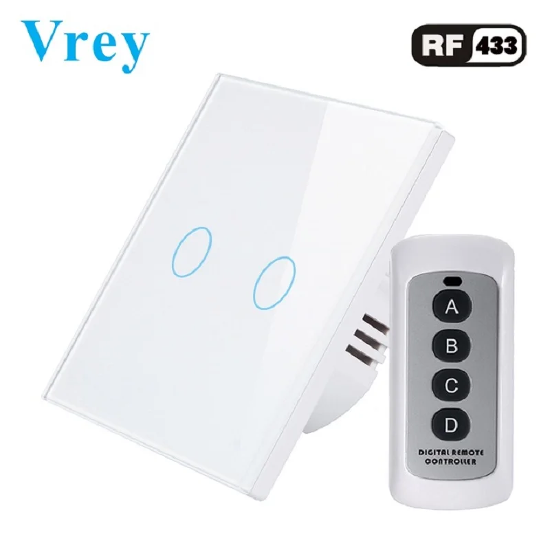 Сенсорный выключатель Vrey европейского стандарта 2 переключателя Gang1Way Lightes умный