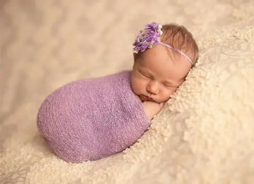 Новинка года, эластичные вязаные детские обертывания цвета слоновой кости, для новорожденных, для фотосессии, для малышей, для детей, для пеленания, для получения одеяла, одноцветные, для детей от 0 до 12 месяцев - Цвет: Фиолетовый
