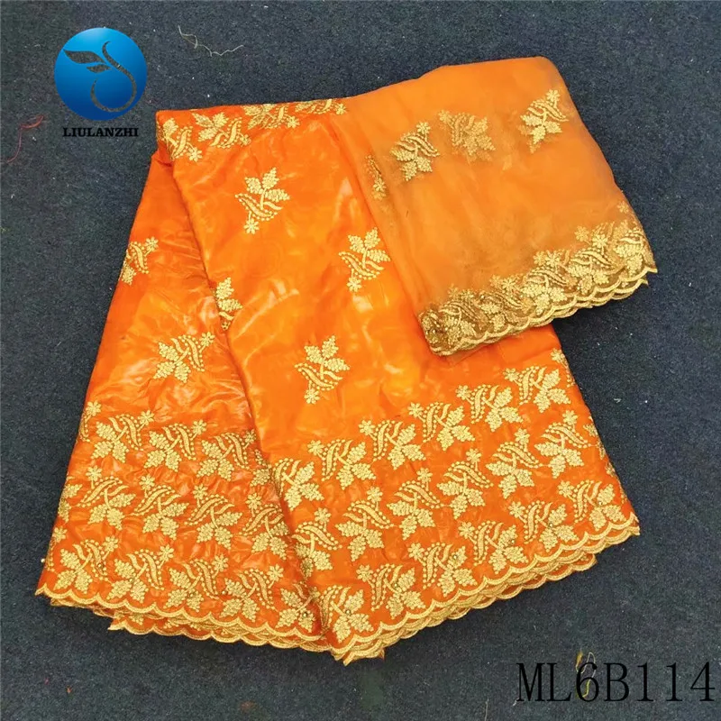 

LIULANZHI nigerian cotton embroidery fabric for sewing brocade lace 2019 bazin riche dress tissu ML6B114
