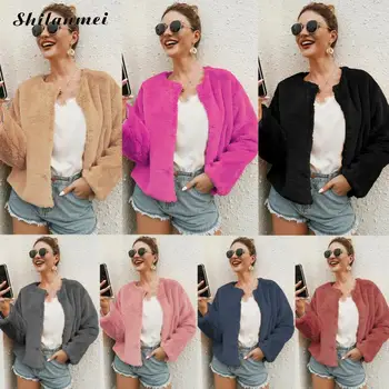 

Elegant Faux Fur Coat Women 2019 Autumn Winter Warm Soft Fur Jacket 7 Colors Female Plush Teddy Short Coat Causal Lady Outerwear