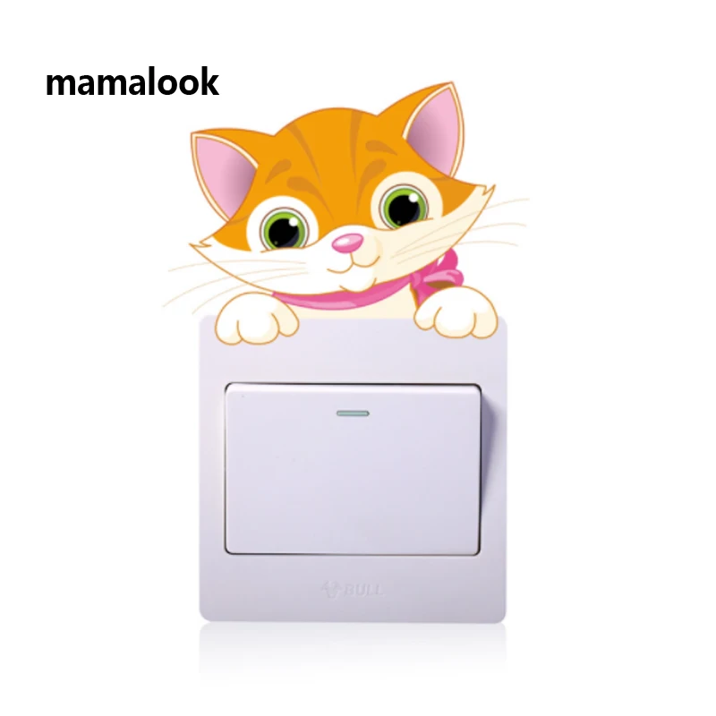Cute Animals Elephant Cat Panda Giraffe Light Switch Sticker Removable For Kids Baby Nursery Home Decal Murla Decor | Дом и сад
