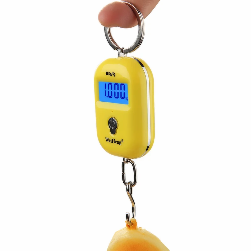 Портативный цифровые весы мини-весы для багажа ЖК-дисплей Подсветка Дисплей электронное взвешивание Чемодан весы с висящим крючком 25 кг/55Lb