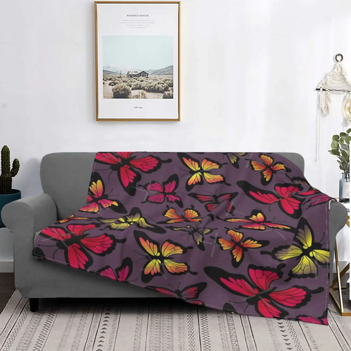 Manta Con Estampado De Mariposa Para Niños, Colcha Para Cama, Sofá A Cuadros, Manta De Felpa De Anime, Sudadera Con Capucha