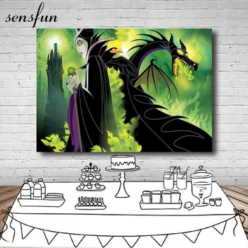 

Sensfun Movie Maleficent Party Backdrops For Photo Studio Dark Black Green Girls Birthday Party Photography Backgrounds Poster