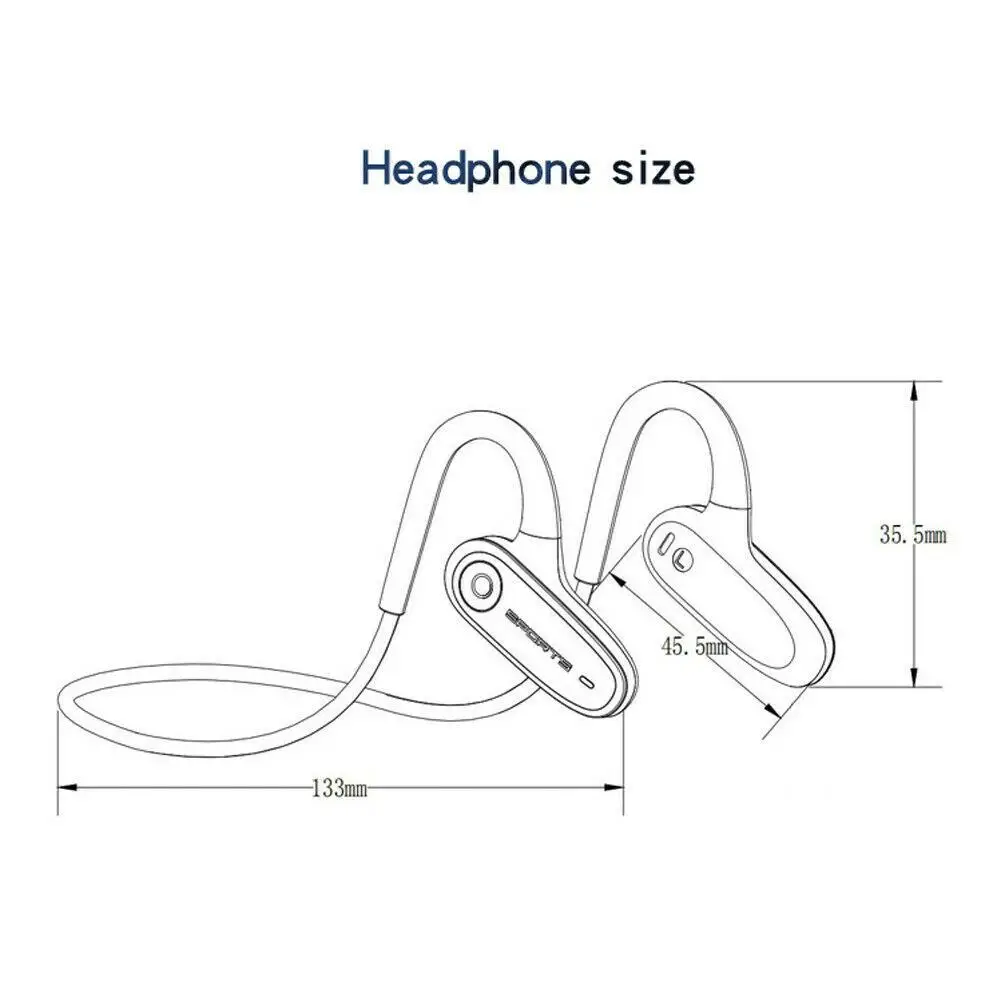 Bluetooth Headset Wireless Bone Conduction Earphones with Microphone Earphone Earbuds Handsfree for Android iPhone Smartphones