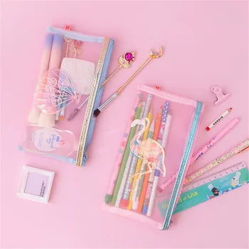 

Milkjoy Mesh Mesh Flamingo Cosmetics Bag Harajuku Laser Shell Student Pencil Case Transparent Bentoy Makeup Brush Organizer