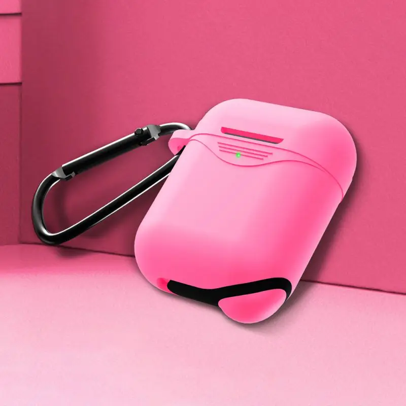 Мягкий силиконовый чехол для AirPods Air Pods наушники защитный чехол с брелок - Цвет: Розовый